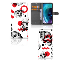 Telefoonhoesje met Naam Motorola Moto G51 5G Skull Red - thumbnail