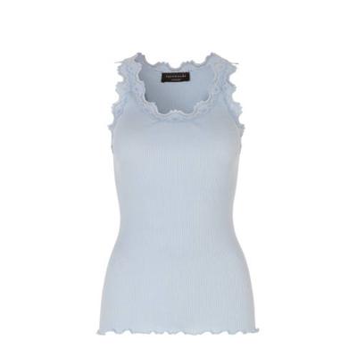 Rosemunde ribgebreide singlet met zijde wit