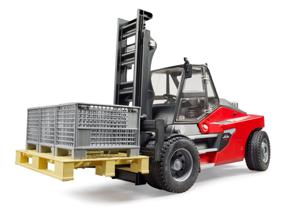 bruder Linde HT160S heftruck met pallet en 3 palletkooien modelvoertuig 02513