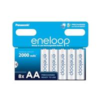 Panasonic eneloop Ready-to-Use Ni-MH batterijen, AA/Mignon, 8-pack, verbeterde capaciteit van min. 2000 mAh, levensduur van 2100 laadcycli, oplaadbare batterijen in plasticvrije verpakking
