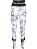 Plein Sport legging fleuri à bande logo - Blanc - thumbnail