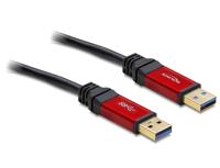 Delock USB-kabel USB 3.2 Gen1 (USB 3.0 / USB 3.1 Gen1) USB-A stekker, USB-A stekker 3.00 m Rood, Zwart Vergulde steekcontacten, UL gecertificeerd 82746