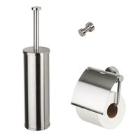 Geesa Nemox Toiletaccessoireset - Toiletborstel met houder - Toiletrolhouder met klep - Handdoekhaak - RVS geborsteld 91650005115 - thumbnail