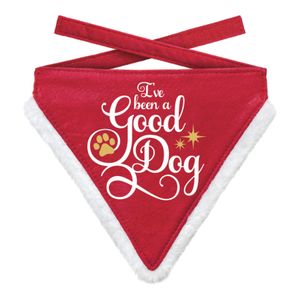 Kerst halsband sjaaltje - voor middelgrote honden - 18 x 14 cm - rood   -