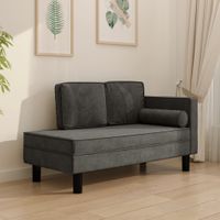 Chaise longue met kussens en bolster fluweel donkergrijs - thumbnail