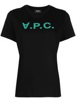 A.P.C. flocked-logo cotton T-shirt - Noir