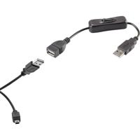 Renkforce USB-kabel USB 2.0 USB-A stekker, USB-mini-B stekker 0.40 m Zwart Incl. aan/uitschakelaar, Vergulde steekcontacten RF-3346620