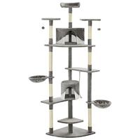 vidaXL Kattenkrabpaal met Sisal Krabpalen 203 cm Grijs en Wit Kattenklimpaal