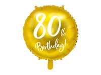 Folieballon 80th Birthday goud (45cm) - thumbnail