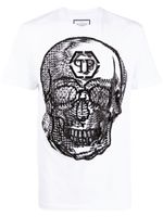 Philipp Plein t-shirt en coton à imprimé tête de mort - Blanc - thumbnail