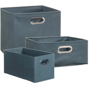 Set van 3x stuks opbergmanden/kastmanden 7/14/29 liter blauwgrijs van linnen 31 cm