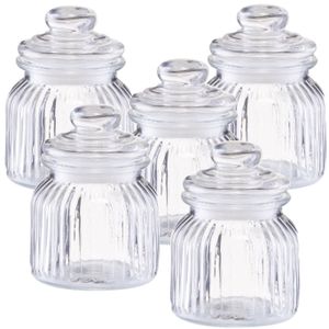 10x Glazen voorraadpotten/bewaarpotten 600 ml strepen relief 11 x 14,5 cm