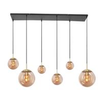 Steinhauer 6-lichts glazen hanglamp Bolique goud met amber glas 3499ME - thumbnail