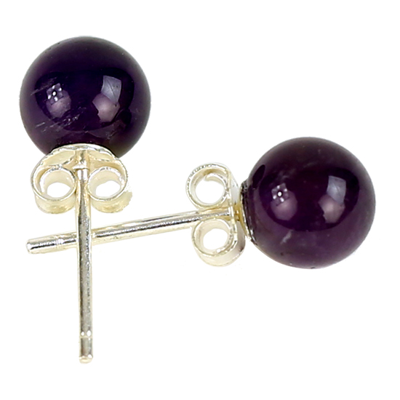 Amethist oorstekers 925 zilver - 0.6 - Metaal - Zilver - Mineraal (3 stuks) - M