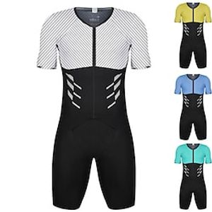 Voor heren Triathlonpak Korte mouw Bergracen Wegwielrennen Rood Blauw Hemelsblauw Lapwerk Fietsen Sportoutfits UV-bestendig Ademend Sneldrogend Zweetafvoerend Polyester Spandex Sport Lapwerk Kleding Lightinthebox