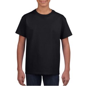 Zwart basic t-shirt met ronde hals voor kinderen / unisex van katoen