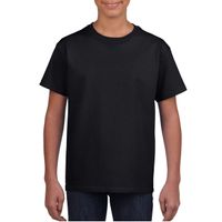 Zwart basic t-shirt met ronde hals voor kinderen / unisex van katoen