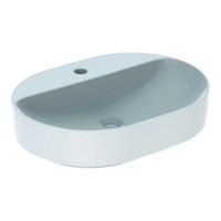 Geberit VariForm opzetwastafel ellips 60 cm 1 kraangat zonder overloop KeraTect, wit