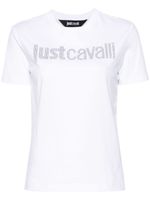 Just Cavalli t-shirt en coton à logo strassé - Blanc