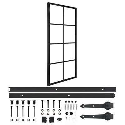 vidaXL Schuifdeur met hardware 76x205 cm aluminium en ESG-glas