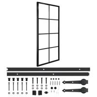 vidaXL Schuifdeur met hardware 76x205 cm aluminium en ESG-glas