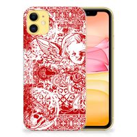 Silicone Back Case Apple iPhone 11 Angel Skull Rood - thumbnail