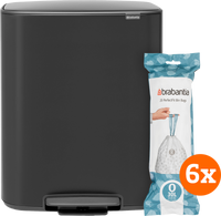 Brabantia Bo Pedal Bin 2 x 30 Liter Matt Black + Vuilniszakken (120 stuks) - thumbnail