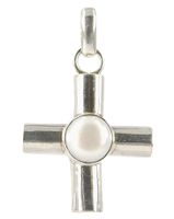 Zilveren Hanger Parel Kruis - 43 mm - 925 Sterling