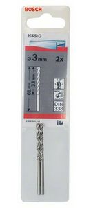 Bosch Accessories 2608585911 HSS Metaal-spiraalboor 3 mm Gezamenlijke lengte 61 mm Geslepen DIN 338 Cilinderschacht 2 stuk(s)