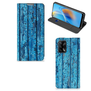 OPPO A74 4G Book Wallet Case Wood Blue