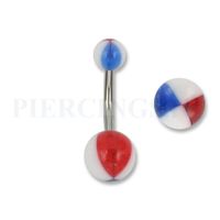 Navelpiercing acryl geblokt rood wit blauw