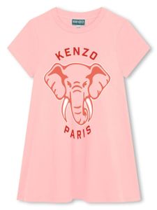 Kenzo Kids robe en coton à logo imprimé - Rose