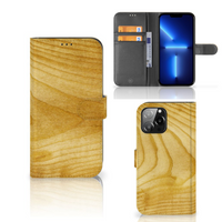 iPhone 13 Pro Max Book Style Case Licht Hout - thumbnail