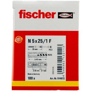 Fischer 514872 schroefanker & muurplug 100 stuk(s) Schroef- & muurplugset 25 mm