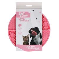 Eat Slow Live Longer Likmat cirkel - Ø21 cm - snuffelmat - anti-snuffelmat - slowfeeder - afleiding - honden en katten - 100% siliconen - vaatwasmachinebestendig - roze