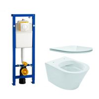 Praya Vesta Toiletset - spoelrandloos - 52cm - wisa XS reservoir - flatline - softclose - quickrelease - bedieningsplaat - wit 0704406/sw95748/sw96079/ - thumbnail