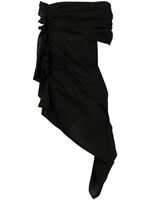 Yohji Yamamoto robe froncée à une épaule - Noir