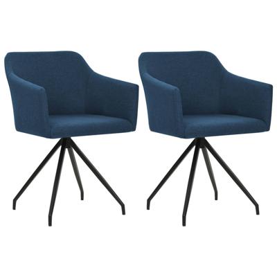 Vidaxl Eetkamerstoelen 2 St Draaibaar Stof Blauw