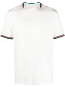 Paul Smith t-shirt en coton à bords rayés - Blanc