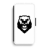 Angry Bear (white): iPhone XR Flip Hoesje