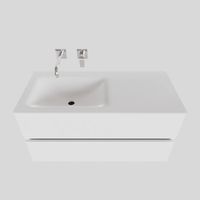 Badkamermeubel Solid Surface BWS Oslo 100x46 cm Links Mat Wit (zonder kraangaten) - thumbnail