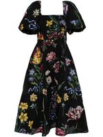 Marchesa Notte robe mi-longue Alexander à fleurs - Noir - thumbnail