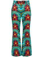 La DoubleJ pantalon Hendrix évasé à fleurs - Bleu