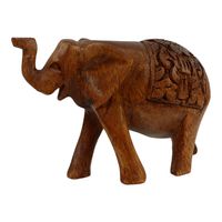 Houten Olifant met Houtsnijwerk (16 x 11 cm) - thumbnail