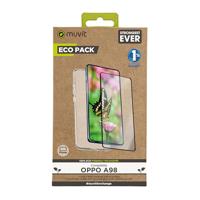 muvit for Change beschermhoes voor Oppo A98 + displaybeschermfolie van gehard glas, plat, met zwart frame