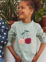 T-shirt met versiering en motief froufrou Oeko-Tex® saliegroen