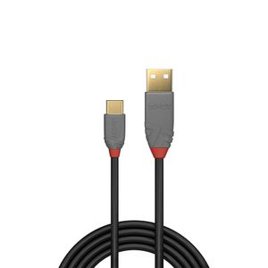 LINDY USB-kabel USB 2.0 USB-A stekker, USB-C stekker 1.00 m Zwart 36886