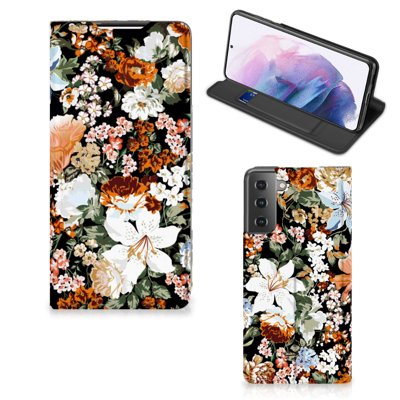 Smart Cover voor Samsung Galaxy S21 Plus Dark Flowers Smart Cover voor Samsung Galaxy S21 Plus Dark Flowers