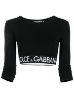 Dolce & Gabbana haut crop à bande logo - Noir - thumbnail