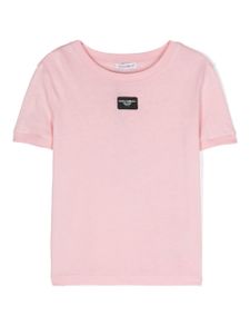 Dolce & Gabbana Kids t-shirt en coton à logo pailleté - Rose